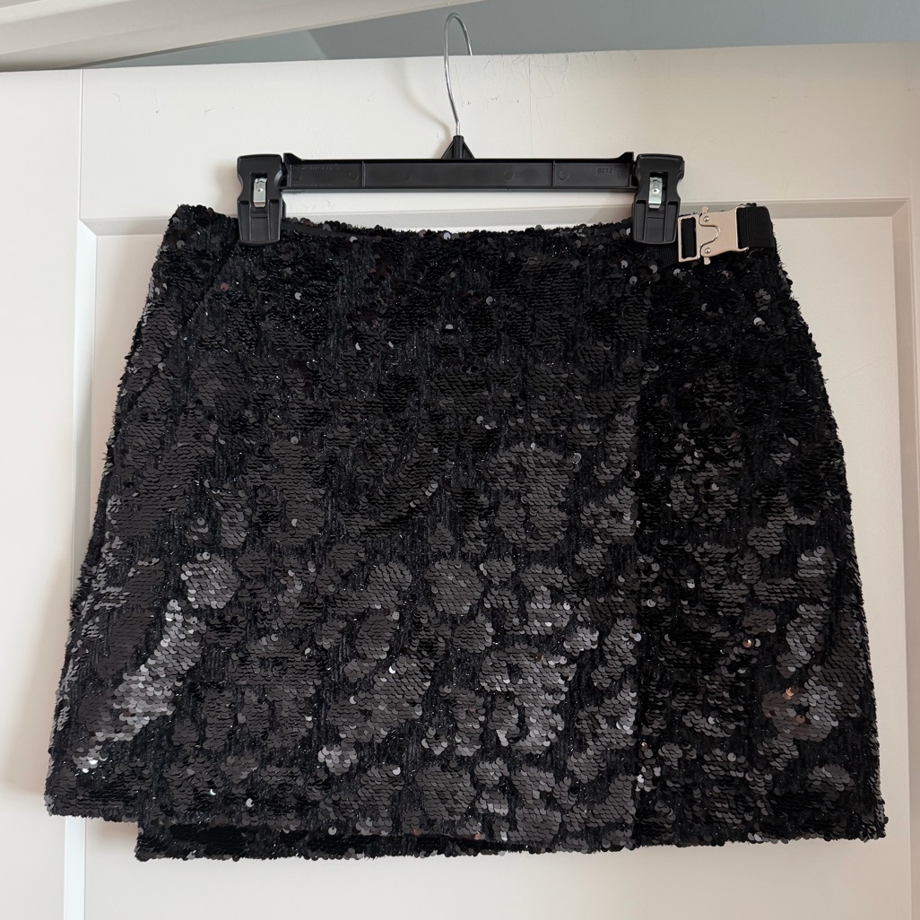 Le Superbe Grand Prix Sequin Mini Wrap Skirt, Black, Size 10